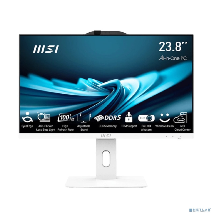 Моноблок MSI Pro AP242P 14M AIO 23.8" FHD(1920x1080)IPS AG Non-touch, Сore i5-14400 (2.5GHz), 8Gb DDR5(1x8Gb), 512Gb SSD m.2, Intel UHD, WiFi+BT, Came