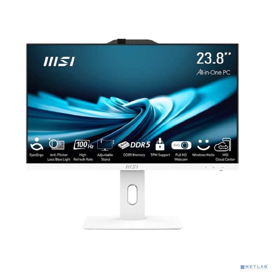 Моноблок MSI Pro AP242P 14M-663RU 23.8" Full HD i5 14400 (2.5) 16Gb SSD512Gb UHDG 730 Windows 11 Pro GbitEth WiFi BT 120W клавиатура мышь Cam белый 19